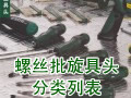 螺丝批旋具头分类列表